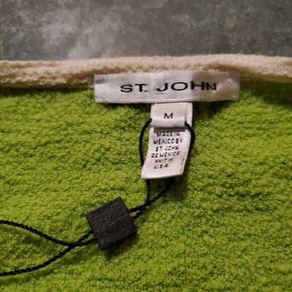 St John lime green tie front wool shrug sz Medium - Picture 2 of 4